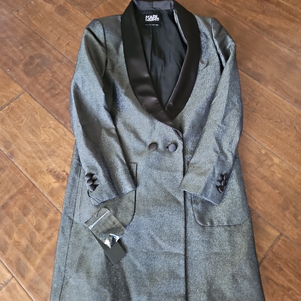 Karl Lagerfeld Gray and Black Blazers Tailored Elegance